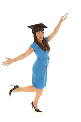 woman graduation blue dress happy