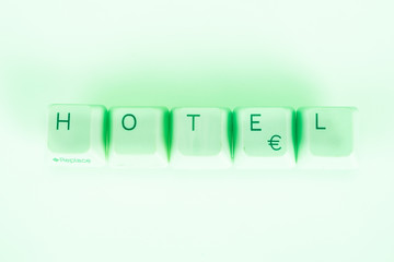 Hotel word written with computer buttons