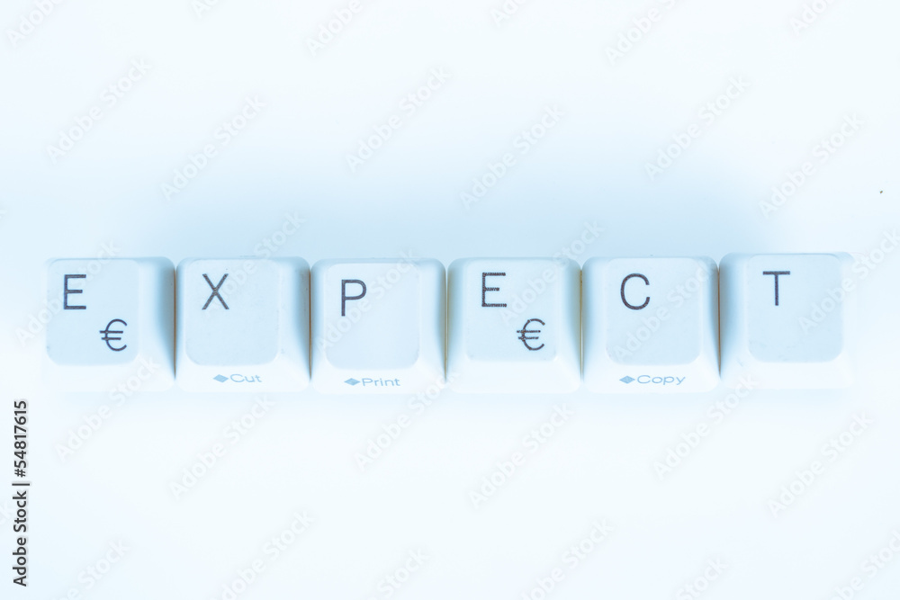 Fototapete expect word written with computer buttons