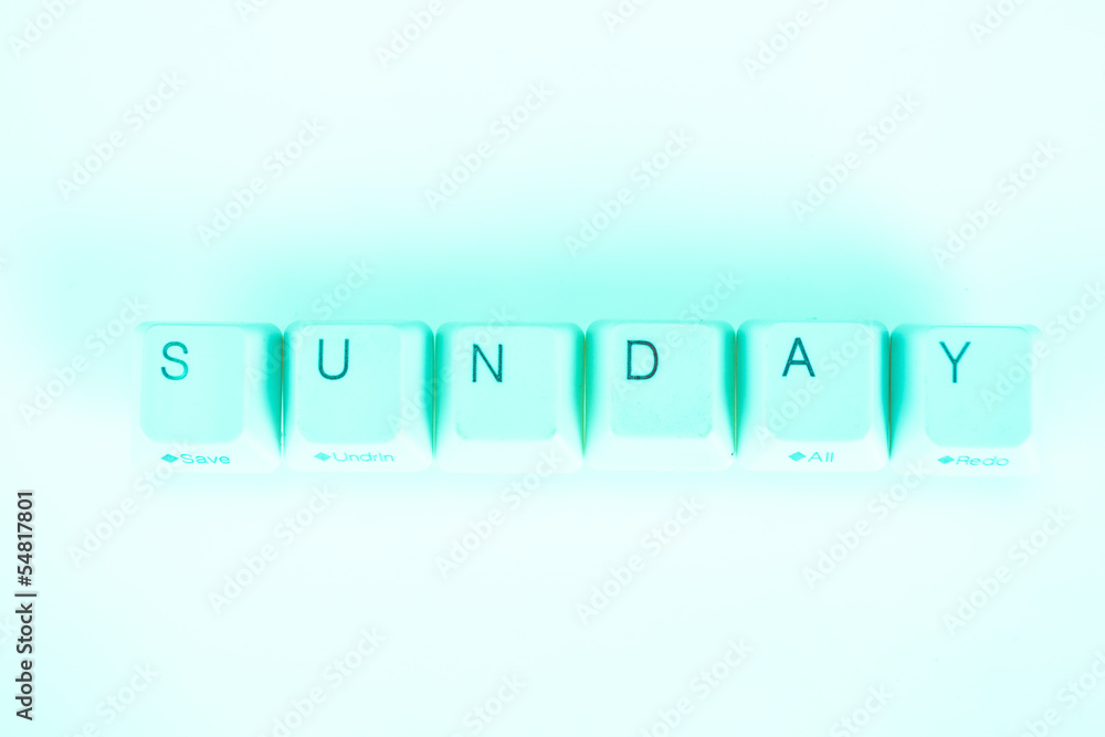 Poster sunday word written with computer buttons