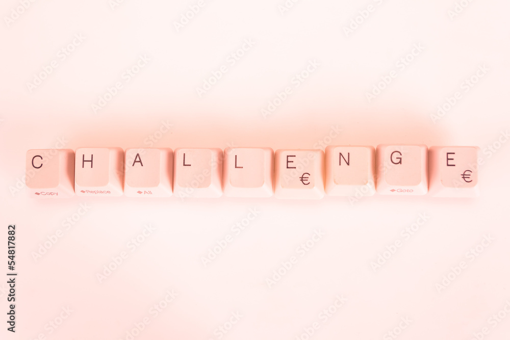 Fototapete challenge word written with computer buttons
