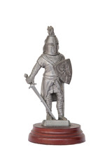 Metal knight statuette isolated