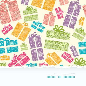Colorful Textured Gift Boxes Horizontal Torn Seamless Pattern