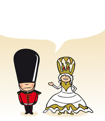 English cartoon couple social bubble