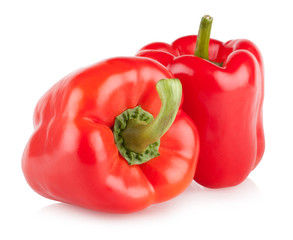 red bell peppers isolated on white background