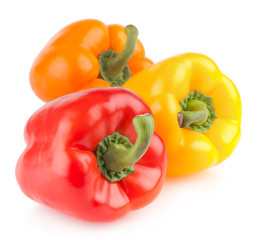 colorful bell peppers isolated on white background