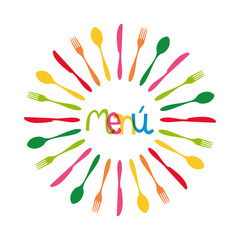 Cutlery circle menu illustration