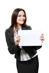 Naklejka premium woman holds card