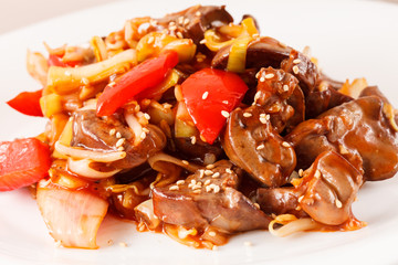Liver with vegetables