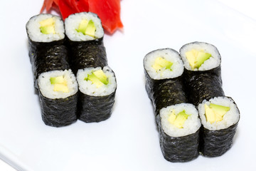 Japanese sushi seafood on a white background