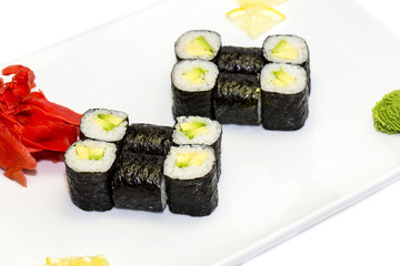 Japanese sushi seafood on a white background