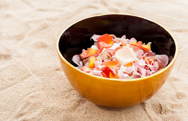 The petal of rose for wedding ceremony .