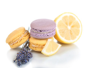 Gentle macaroons isolated on white