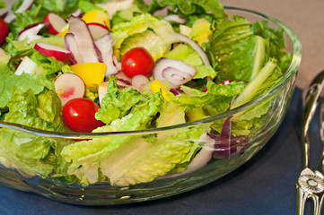 Salad in glass bowl