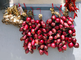 Italy, area Calabria,  Red onion of Tropea (Cipolla rossa)