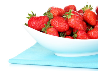 Fresh strawberry in bowl isolated on white