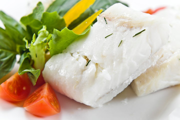 Halibut with greens