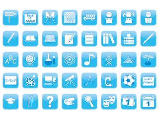 set of blue education icons