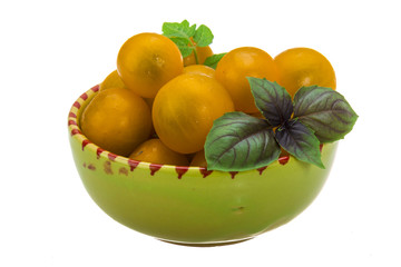 Yellow bright cherry tomato