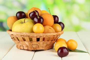 Naklejka na ściany i meble Bright summer fruits in basket