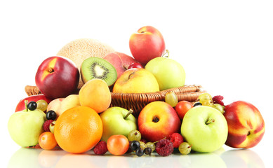 Assortment of juicy fruits, isolated on white