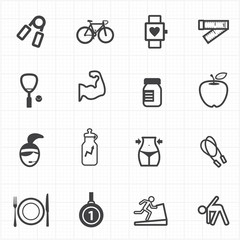 Healthcare fitness icons set