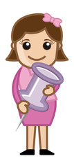 Female Holding Map Pin - Cartoon Character