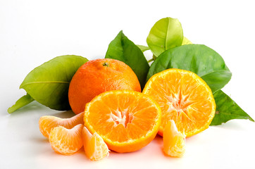 Oranges and mandarins, isolated on white background