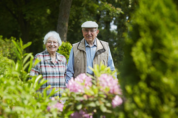 Aged couple on a cemetery