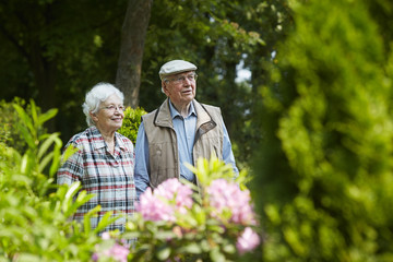 Aged couple on a cemetery