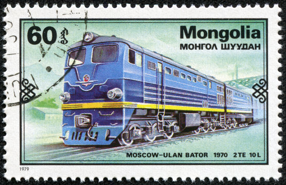 stamp printed in Mongolia shows Moskow - Ulan Bator