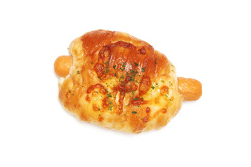 Bread with Sausage on white background