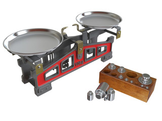 Vintage balance scale. 3D image