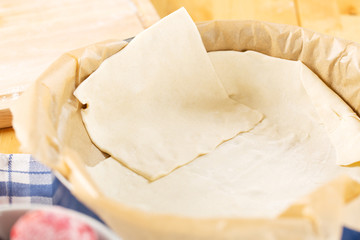 Pie dough in a round form