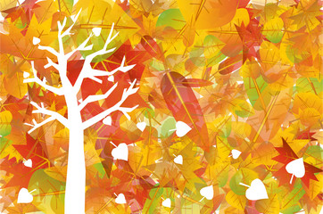 Tree and Colorful autumn leaves illustration