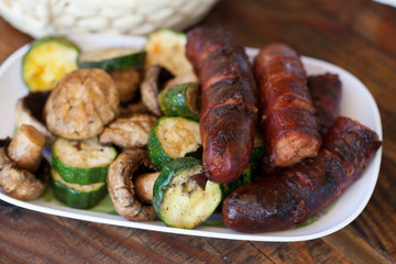 barbecue with delicious grilled meat on grill