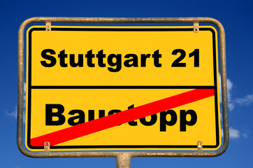 Schild Baustopp Stuttgart 21