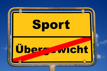 Schild Übergewicht Sport