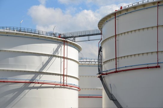 Large White Storage Tanks