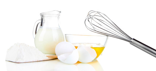 Ingredients for dough isolated on white