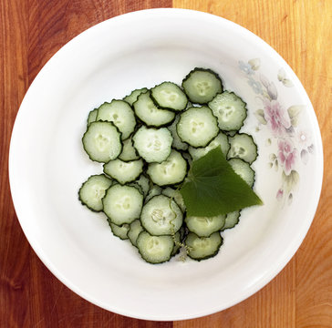 Sliced Cucumbers in Bowl