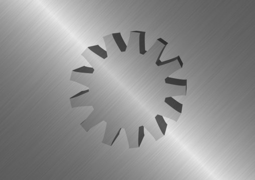Polished metal background with protruding metal wheel