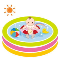赤ちゃん　うきわ　プール　かわいい