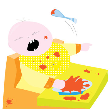 vector illustration of angry baby picky eater