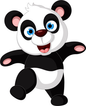 cute panda cartoon posing