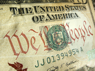 American Dollar with We The People Inscription Highlighted