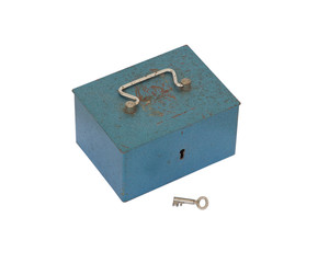 Blue moneybox isolated