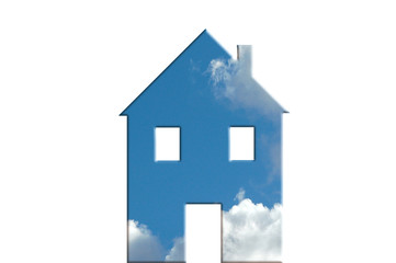 maison ciel à l'intérieur fond blanc