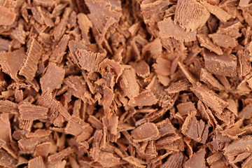Chocolate shavings close up surface texture