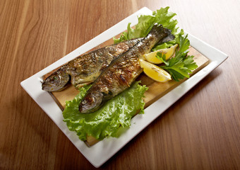 Two grilled Rainbow Trouts